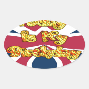 British Birthday Gifts Art Print Oval Sticker