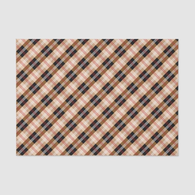 British black and tan plaid tissue paper (Front)