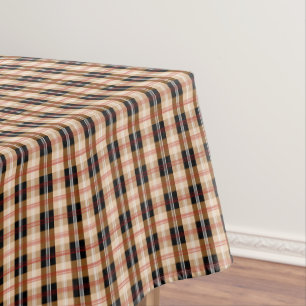 British black and tan tartan plaid tablecloth