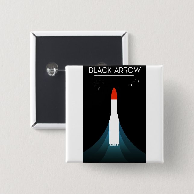 British Black Arrow Rocket Space Art 15 Cm Square Badge (Front & Back)