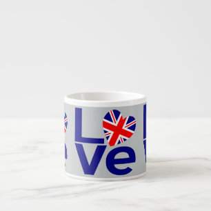 British Blue LOVE UK Flag Heart Espresso Cup