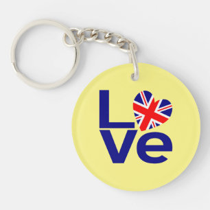 British Blue LOVE UK Flag Heart Key Ring