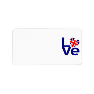 British Blue LOVE UK Flag Heart Label