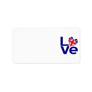 British Blue LOVE UK Flag Heart Label