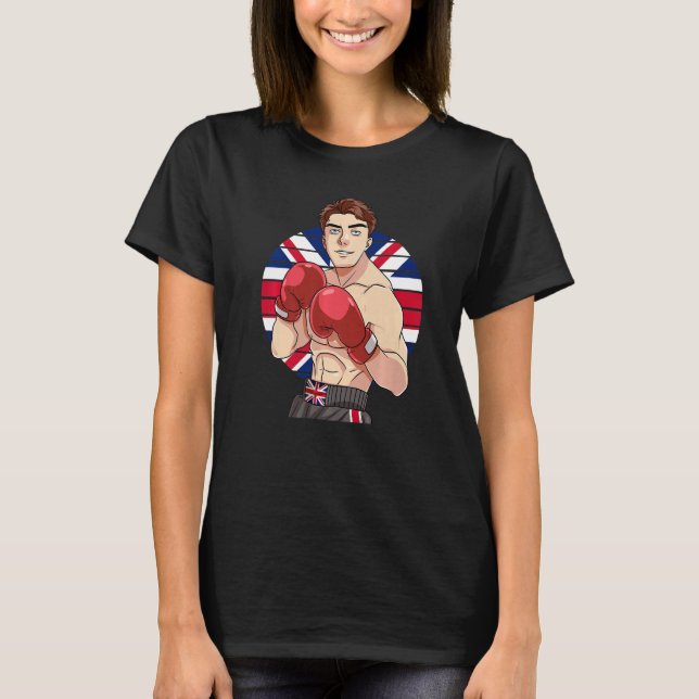 British Boxer Europe United Kingdom Flag UK Boxing T-Shirt (Front)