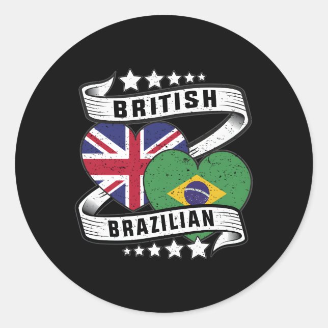 British Brazilian Flag Half British Half Brazilian Classic Round Sticker (Front)