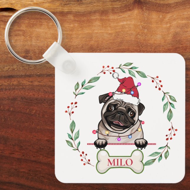 British Bull Dog Personalised Christmas Gift Key Ring (Front)