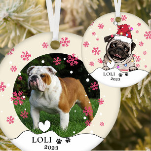 British Bull Dog Personalised Hand Drawing Ceramic Tree Decoration