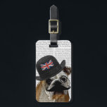 British Bulldog and Bowler Hat Luggage Tag<br><div class="desc">Pets</div>