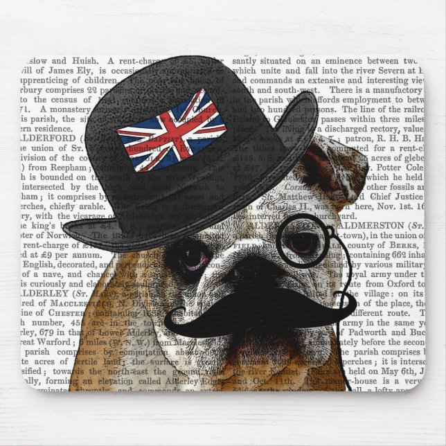 British Bulldog and Bowler Hat Mouse Mat (Front)