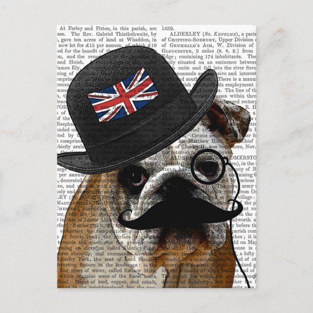 British Bulldog and Bowler Hat Postcard (Front)