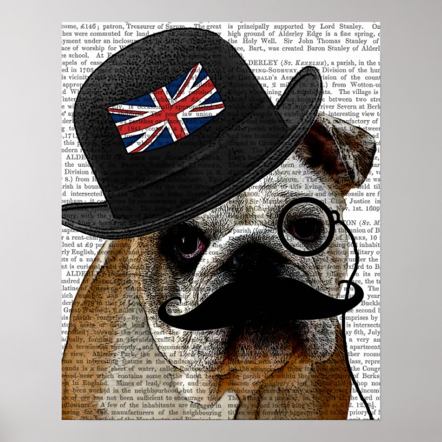 British Bulldog and Bowler Hat Poster (Front)