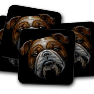 British Bulldog Animal Portrait   Charming Bulldog Coaster
