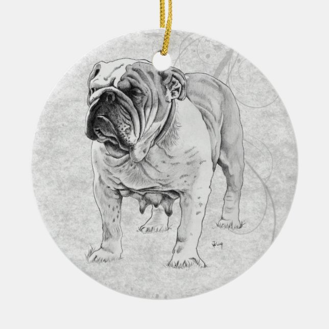 British Bulldog Ceramic Tree Decoration (Front)