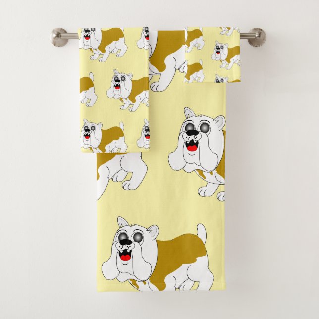 British Bulldog Design Bath Towel Set (Insitu)