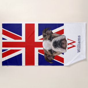 BRITISH BULLDOG Monogram   Beach Towel