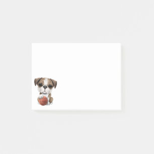 British Bulldog Puppy Playing With Basketball Post-it Notes