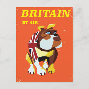 British Bulldog Vintage style travel poster Postcard