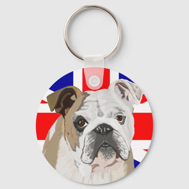 British Bulldog with Union Jack Key Ring (Front)