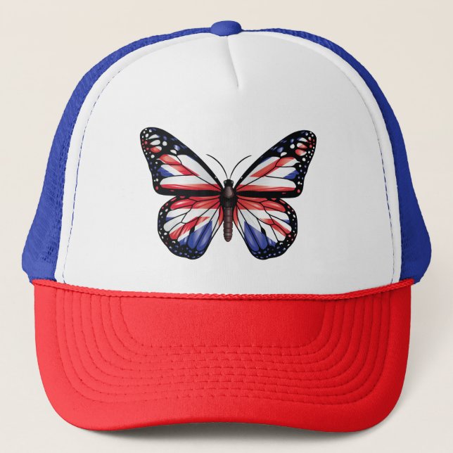 British butterfly monarch flag Tri-Blend shirt Trucker Hat (Front)