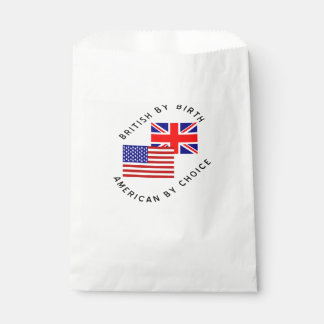 British by Birth American by Choice Black Text Favour Bags
