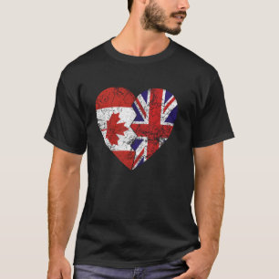 British Canadian Flags Heart Canada United Kingdom T-Shirt