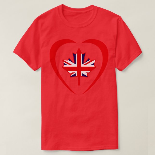 British Canadian Multinational Patriot Flag Heart T-Shirt (Design Front)