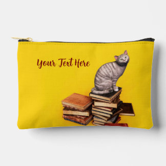 British Cat on a stack of books Accessory Pouch