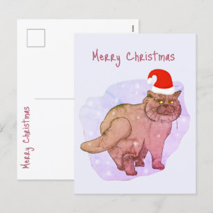 British cat. Santa cat. Holiday Postcard