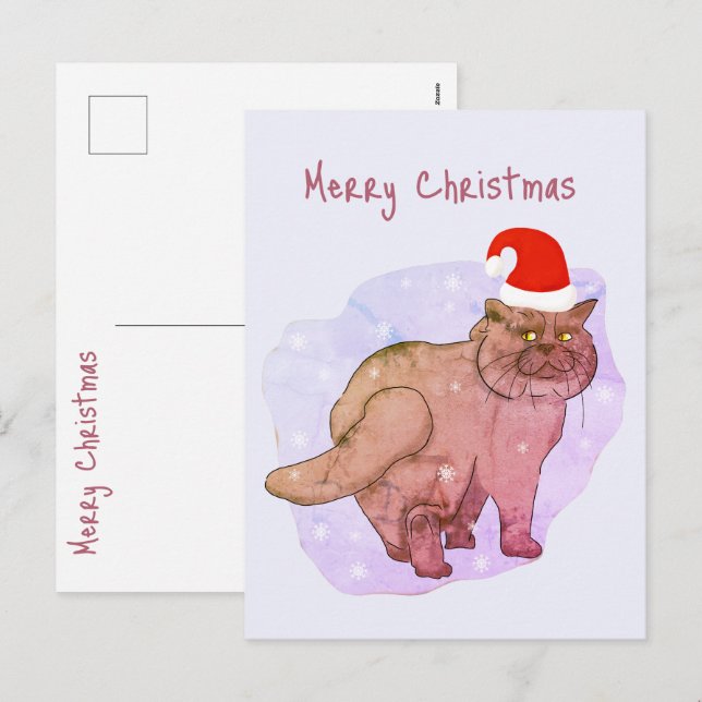 British cat. Santa cat. Holiday Postcard (Front/Back)