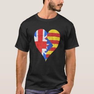 British Catalan Flag Heart T-Shirt
