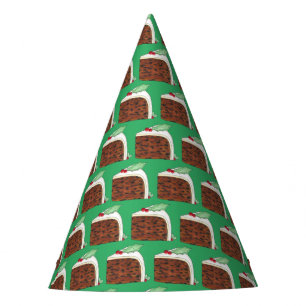 British Christmas Cake Slice Festive Holiday Food Party Hat