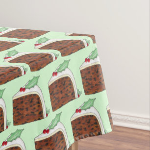 British Christmas Cake Slice Festive Holiday Party Tablecloth