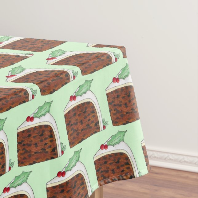 British Christmas Cake Slice Festive Holiday Party Tablecloth (In Situ)