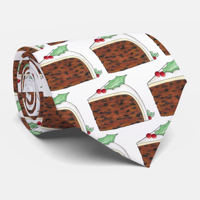 British Christmas Cake Slice Festive Holiday Party Tie (Rolled)