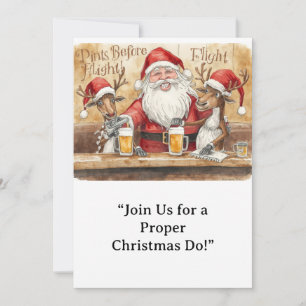 British Christmas Party Reindeer Bartender Invitation
