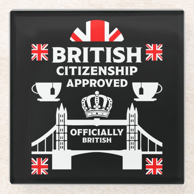 British Citizenship Gifts Glass Coaster (Front)