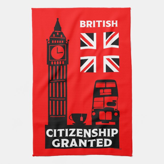 British Citizenship Gifts Tea Towel (Vertical)