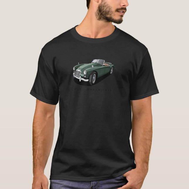 British Classic Dark Green MGA Convertible Sports  T-Shirt (Front)