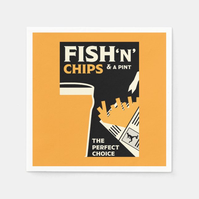 British Classic Fish And Chips       Napkin (Front)