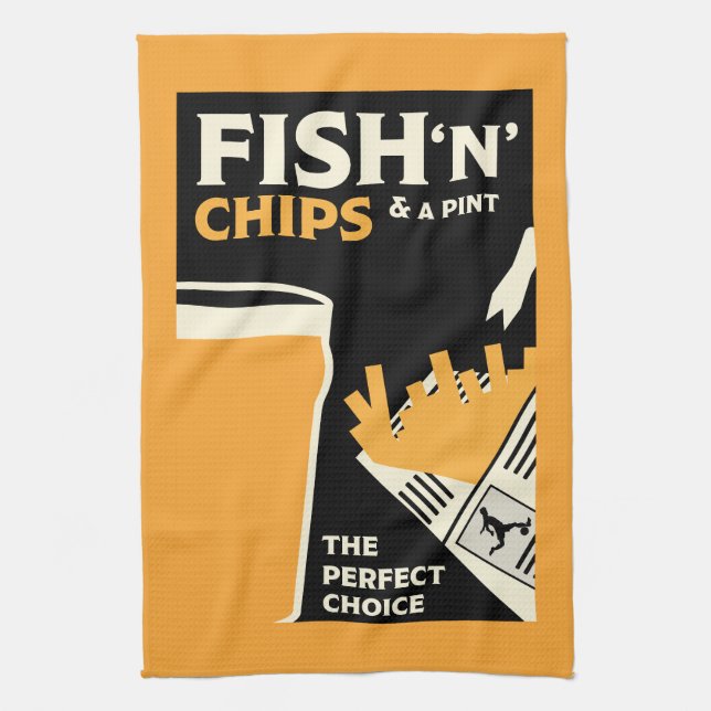 British Classic Fish And Chips       Tea Towel (Vertical)