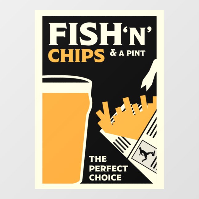 British Classic Fish And Chips       Window Cling (Sheet)