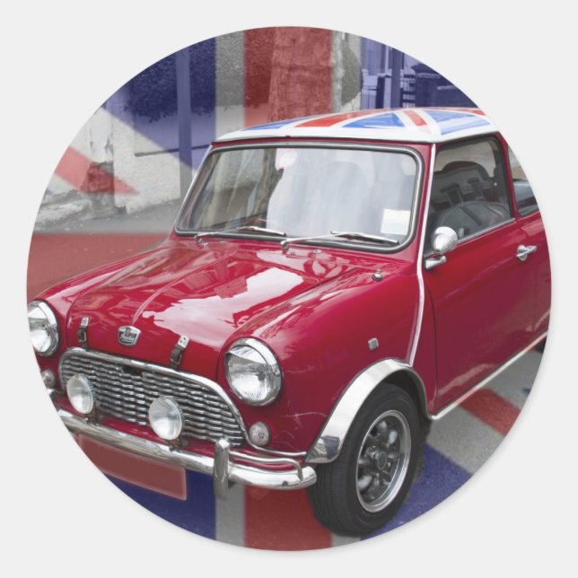 British Classic Mini car Round Sticker (Front)
