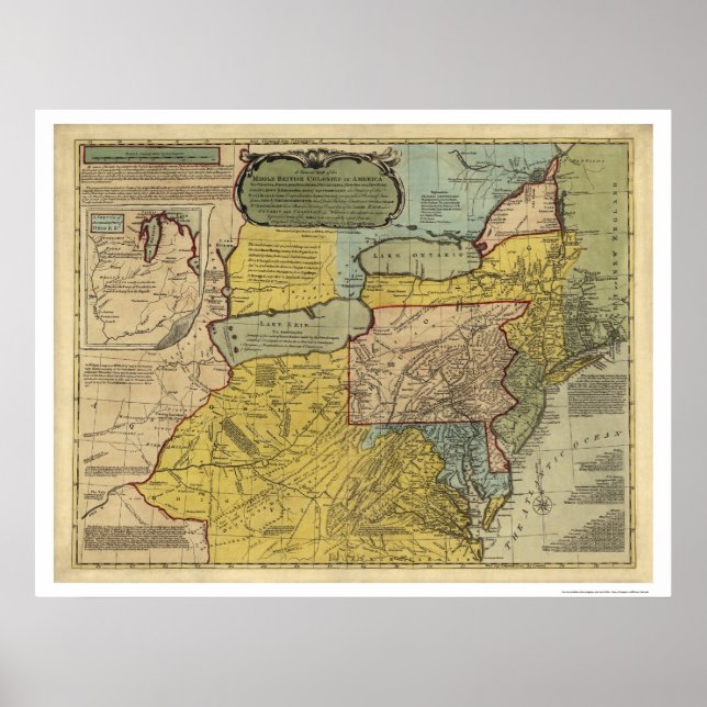 British Colonies America Map - 1771 Poster (Front)