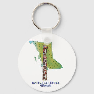 British Columbia Canada map poster. Giant Coffee M Key Ring