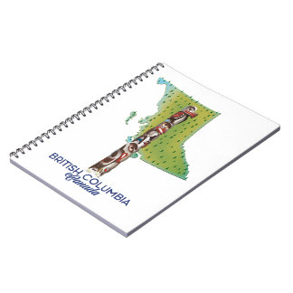 British Columbia Canada map poster. Notebook