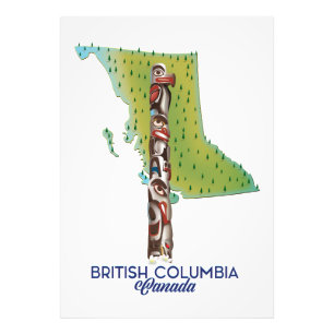 British Columbia Canada map poster. Photo Print