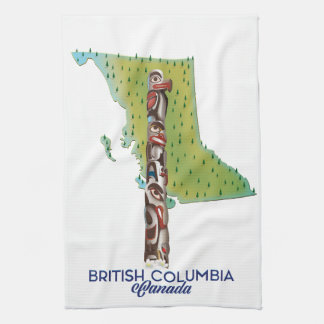 British Columbia Canada map poster. Tea Towel