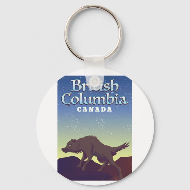 British Columbia Canada Wild Wolf poster Key Ring (Front)