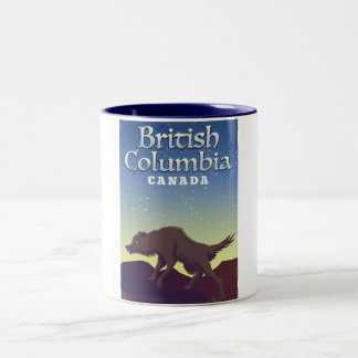 British Columbia Canada Wild Wolf poster Two-Tone Coffee Mug